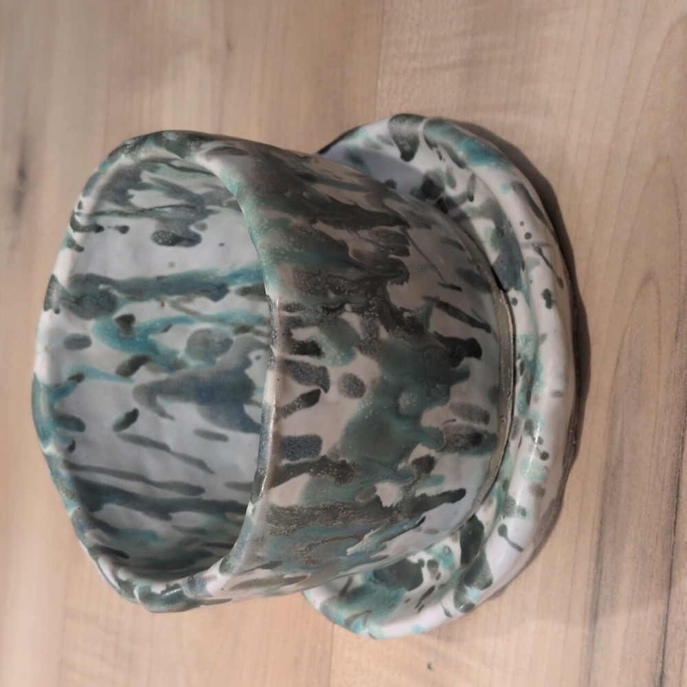 Handmade Abstract Pottery Planter With Tray